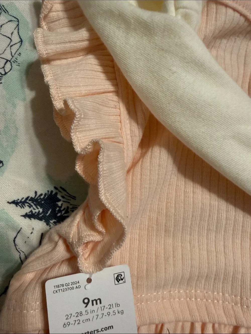 Carter's Light Pink Dragonfly Ruffle-Sleeve Dress with Cream Top NEW 9 month